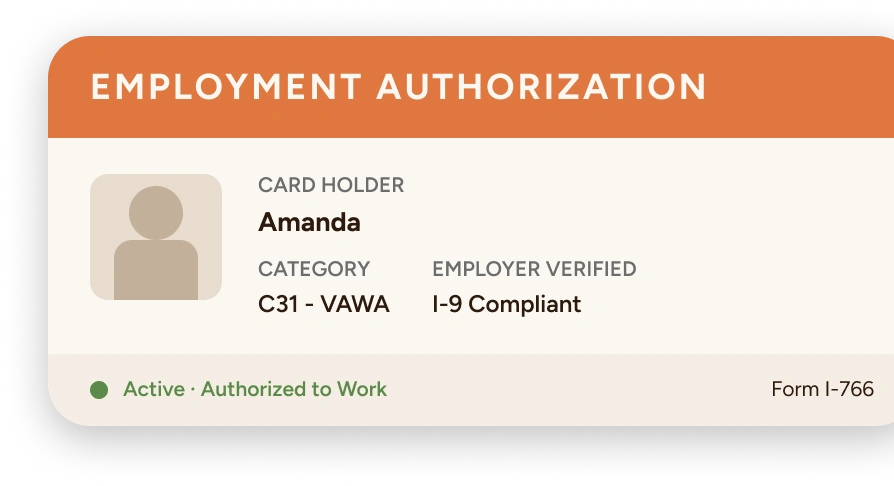 Work authorization through VAWA